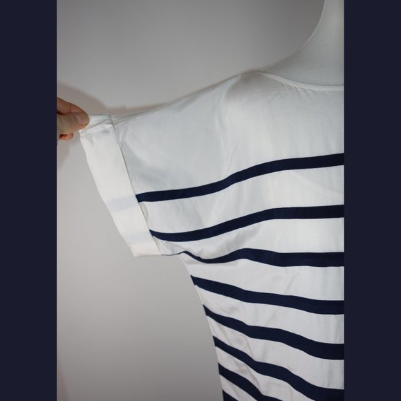 DKNY navy and white stripe silk top - size 8 - Picture 11 of 15